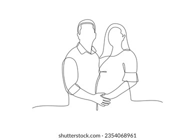 Continuous one line drawing Parents with babies. Family maternity concept. Doodle vector illustration.