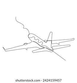 Dibujo continuo de una línea de dibujo de avión de pasajeros y diseño de vectores de ilustración