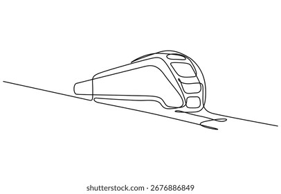 Continuous one line drawing of Passenger train vector illustration. Editable outline