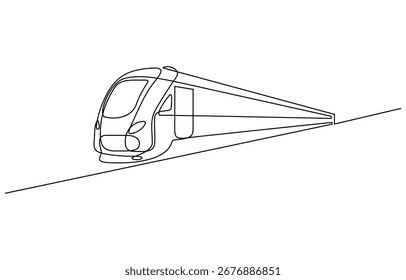 Continuous one line drawing of Passenger train vector illustration. Editable outline