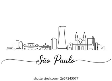 Continuous One Line Drawing São Paulo Skyline art