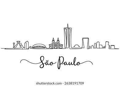 Continuous One Line Drawing São Paulo Skyline vector