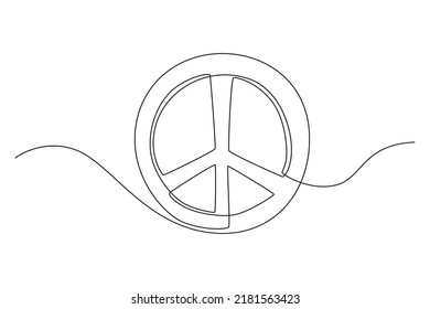 Continuous One Line Drawing Peace Icon. Peace Day Concept. Single Line Draw Design Vector Graphic Illustration.