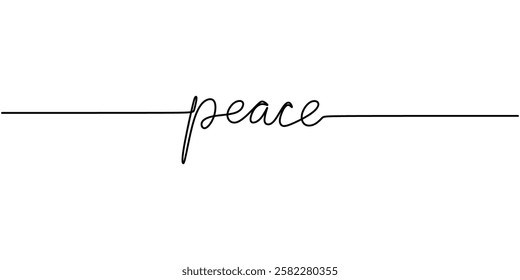 Continuous One line drawing of Peace. An expression of harmony and serenity. Vector illustration hand drawn.