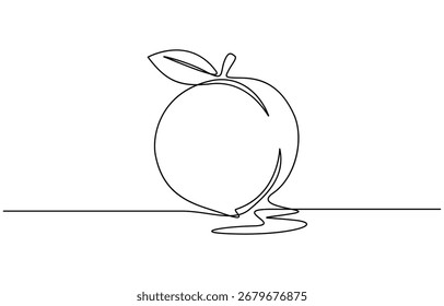 Desenho contínuo de uma linha da ilustração do vetor de fruto de Peach. Estrutura de tópicos editável