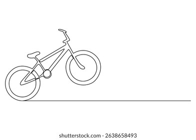 Continuous one line drawing of Pedal cycle for leisure cycling. Single line drawing illustration of Road bicycle. World Bicycle Day concept vector art. Doodle line illustration.