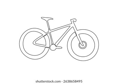 Continuous one line drawing of Pedal cycle for leisure cycling. Single line drawing illustration of Road bicycle. World Bicycle Day concept vector art. Doodle line illustration.