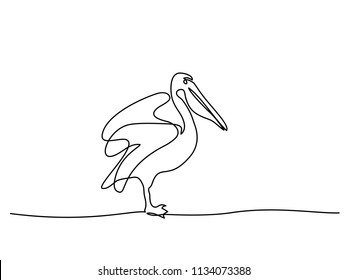 Continuous one line drawing. Pelican minimalist symbol. Logo of the pelican. Vector illustration