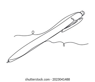 Continuous one line drawing of pen education concept in silhouette on a white background. Linear stylized.Minimalist.