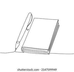 Dibujo continuo de una línea de lápiz y bloc de notas. Ilustración del vector