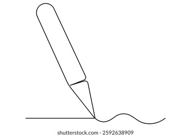 Continuous one line drawing of pen writing symbol outline vector illustration