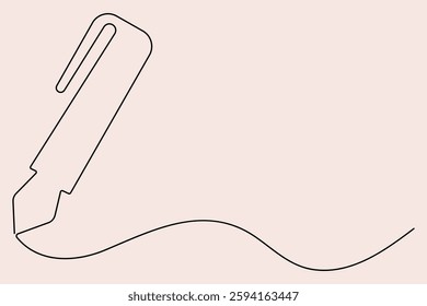 Continuous one line drawing of pen writing symbol outline vector illustration
