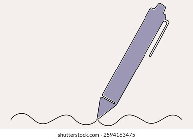 Continuous one line drawing of pen writing symbol outline vector illustration
