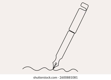Continuous one line drawing of pen writing symbol outline vector illustration
