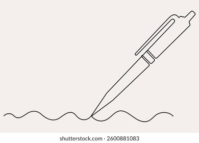 Continuous one line drawing of pen writing symbol outline vector illustration
