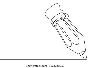 Continuous one line drawing pencil vector illustration isolated vector