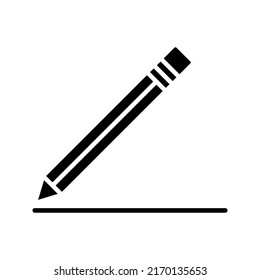 Continuous one line drawing a pencil icon color editable