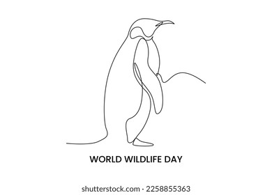 Continuous one line drawing Penguin. World wildlife day concept. Single line draw design vector graphic illustration.