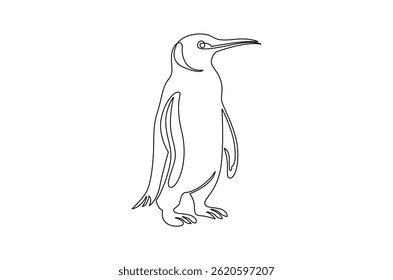 Continuous one line drawing of Penguin. Single line drawing illustration of Cute bird penguin. World Penguin Day concept vector art. Doodle line illustration.