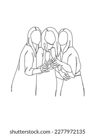 Continuous one line drawing of people cheering glasses of wine. Vector illustration.