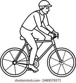 Continuous one line drawing People riding bicycle line art