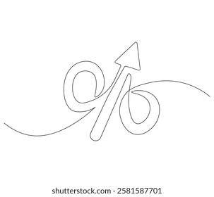 Continuous one line drawing of percent sign. Single line drawing illustration of percent sign for business. Percent sign concept vector art. Doodle line illustration.

