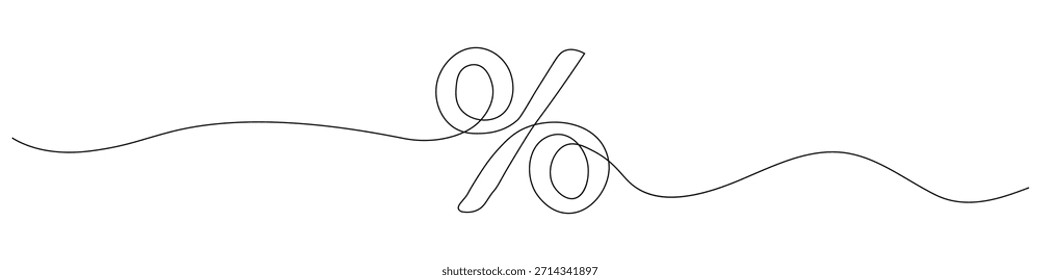 Continuous one line drawing of Percentage icon vector. finance discounts, mathematical ratio symbol. vector illustration.