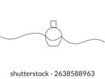 Continuous one line drawing of Perfume bottle. Single line drawing illustration, Abstract hand drawn perfume bottle vector. One line continuous drawing illustration. Editable stroke.