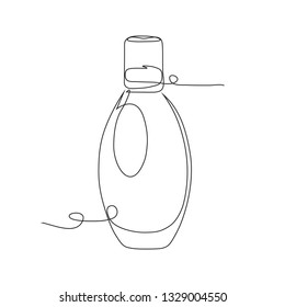 Dibujo continuo de una línea. Botella perfume. Estilo lineal