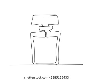 Continuous one line drawing of perfume bottle.  Perfume spray outline vector illustration. Editable stroke.