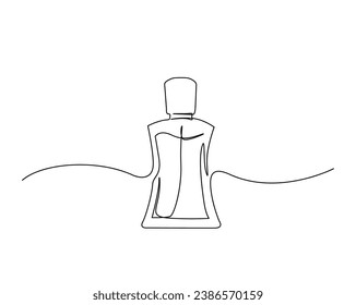 Continuous one line drawing of perfume bottle. Vintage perfume spray outline vector illustration. Editable stroke.