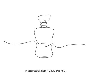Continuous one line drawing of perfume bottle. Trendy perfume bottle single line vector illustration.