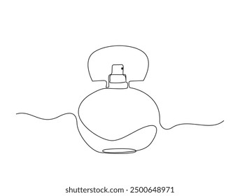 Continuous one line drawing of perfume bottle. Trendy perfume bottle single line vector illustration.