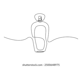 Continuous one line drawing of perfume bottle. Trendy perfume bottle single line vector illustration.