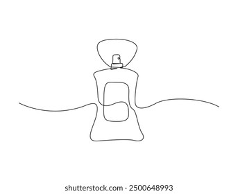 Continuous one line drawing of perfume bottle. Trendy perfume bottle single line vector illustration.