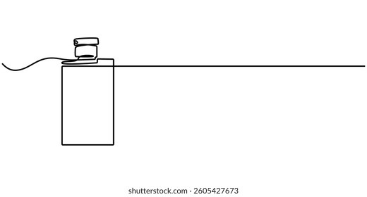  Continuous one line drawing of perfume bottle. Vintage perfume spray outline vector illustration Abstract hand drawn perfume bottle vector. One line continuous drawing illustration. Editable stroke.