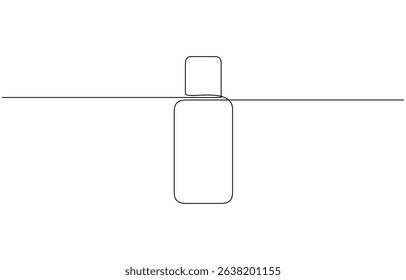 Continuous one line drawing of Perfume bottle. Single line drawing illustration, Single line cosmetic tube line art vector illustration editable stroke.