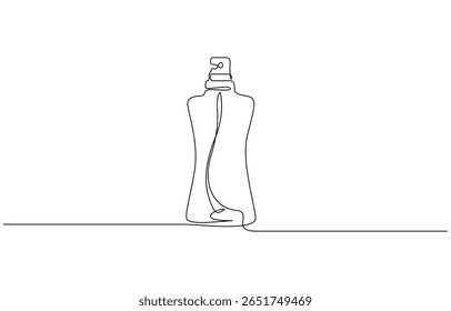 Continuous one line drawing of perfume bottle or dispenser, Premium vector, Drawing of a perfume bottle in one line. Modern outline illustration. Editable.