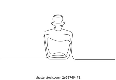 Continuous one line drawing of perfume bottle or dispenser, Premium vector, Drawing of a perfume bottle in one line. Modern outline illustration. Editable.