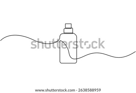 Continuous one line drawing of Perfume bottle. Single line drawing illustration, Abstract hand drawn perfume bottle vector. One line continuous drawing illustration. Editable stroke.