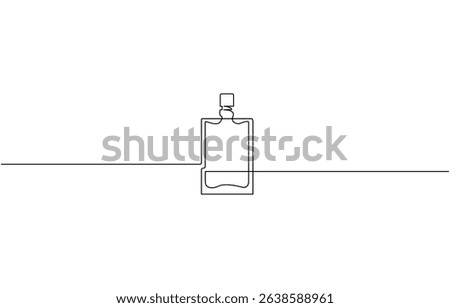 Continuous one line drawing of Perfume bottle. Single line drawing illustration, Abstract hand drawn perfume bottle vector. One line continuous drawing illustration. Editable stroke.