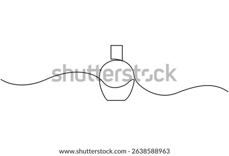 Continuous one line drawing of Perfume bottle. Single line drawing illustration, Abstract hand drawn perfume bottle vector. One line continuous drawing illustration. Editable stroke.