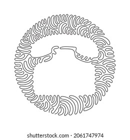 Continuous one line drawing phone flat icon. Single high quality outline symbol for web or mobile app. Phone thin line sign for logo. Swirl curl circle background style. Single line draw design vector