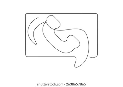 Continuous one line drawing of Phone handset with speech bubble. Single line drawing illustration of Phone icon communication. Customer service concept vector art. Doodle line illustration.