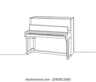 Continuous one line drawing of piano. One line drawing illustration of piano for orchestra. Musical instrument concept single line. Editable outline