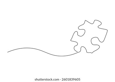 Continuous one line drawing Pieces of jigsaw. Single line drawing illustration of Connected puzzles. Puzzle concept vector art. Doodle line illustration.