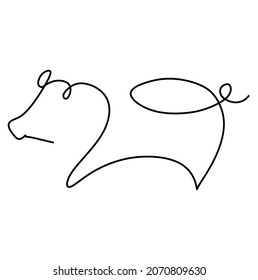 Continuous one line drawing of a pig. minimalistic style vector illustration 