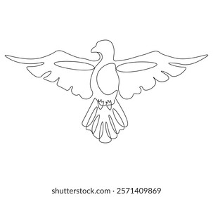 Continuous one line drawing of pigeon. Bird symbol of peace and freedom. Single line drawing illustration of flying dove. style Concept vector art. Doodle line illustration.

