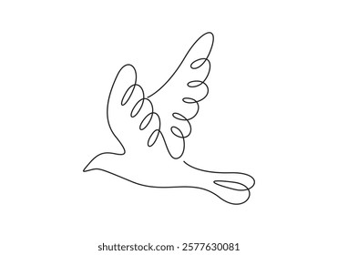 Continuous one line drawing of Pigeon bird flying minimalism vector illustration