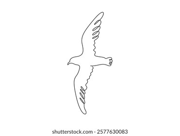 Continuous one line drawing of Pigeon bird flying minimalism vector illustration